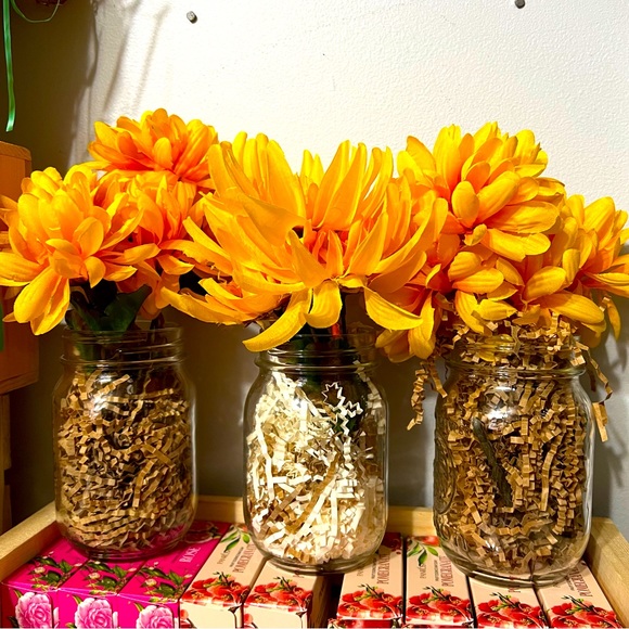 Accents 3pc Mason Jar Flower Decor Centerpieces Yellow Floral